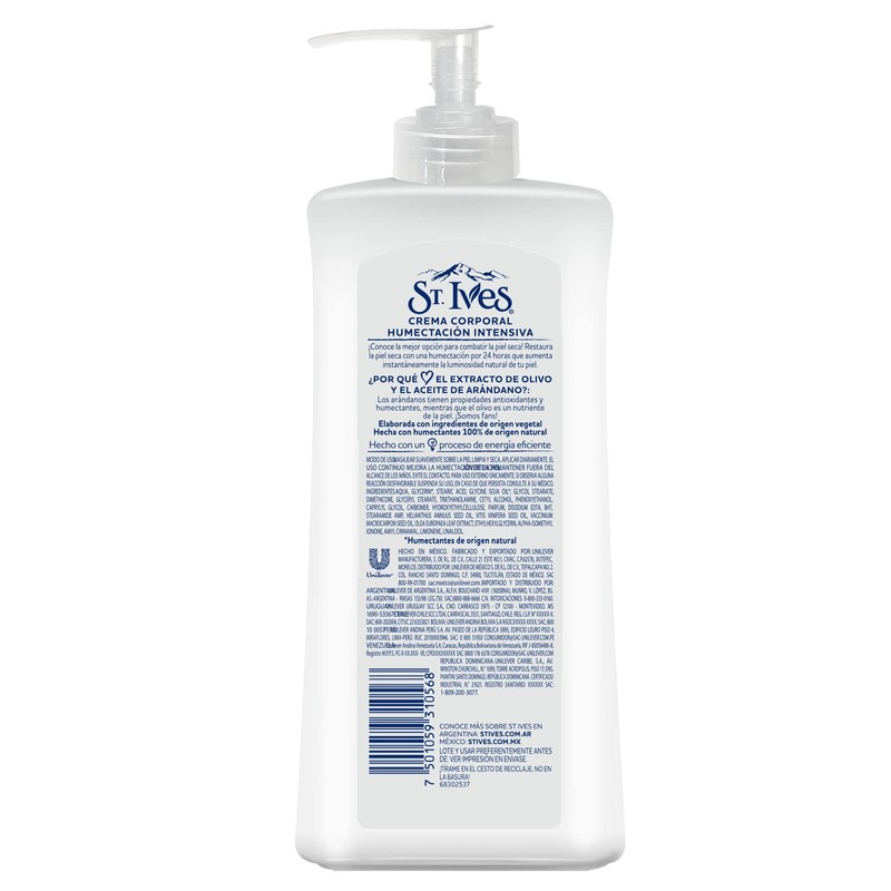 Crema Corporal ST.IVES Olivo y Aceite de Arándano 532 ml