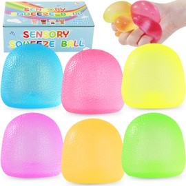 Fidget Toys Stress Balls for Kids & Adults - 6 Pack Stress Candy Fidget Ice Cube, Stress Relief Squeeze Ball, Stretchy Sensory Balls for Anxiety/Therapy/Classroom, Slow-Rise Sensory Toys