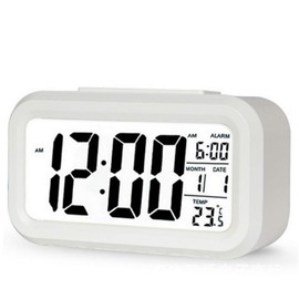 TXY LED Digital Alarm Clock Backlight Snooze Mute Calendar Desktop Electronic Bcaklight Table Clocks Desktop Clock (White)