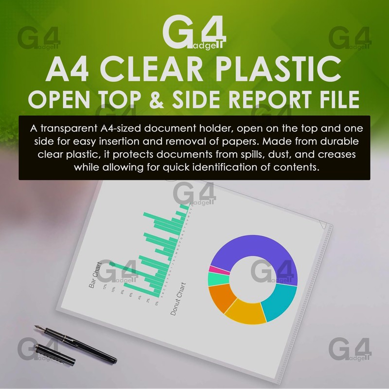 Heavy Duty A4 Clear Plastic Open Top & Side Report