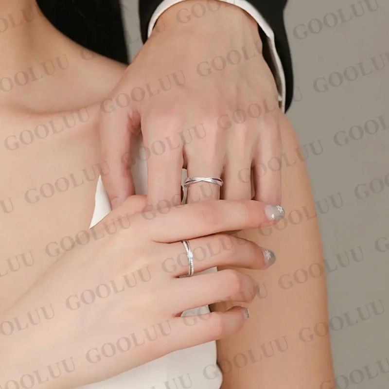 2 Anillos De Pareja Plata 925 Compromiso Promesa Ajustable GOOLUU