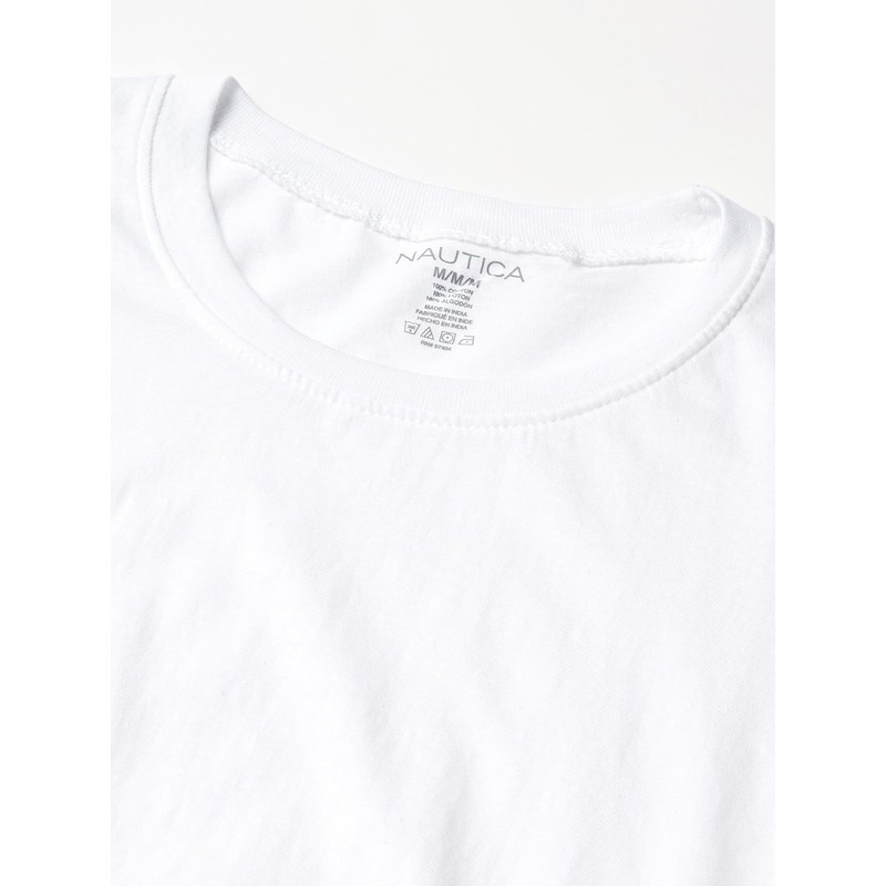 Nautica Men's 4 Pack Cotton Crew Neck T-Shirts, White, Medium
