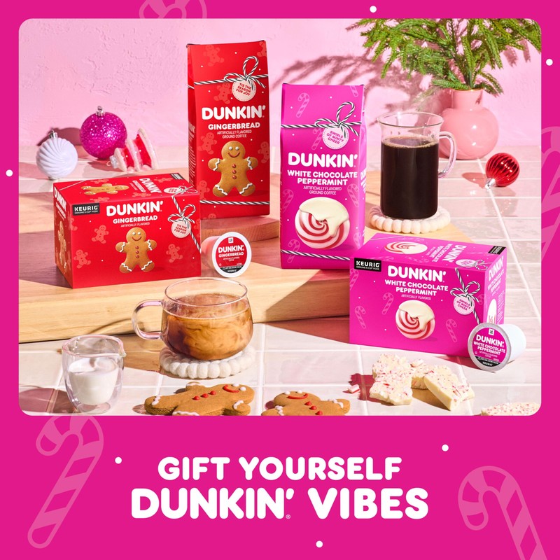 Dunkin’ White Chocolate Peppermint Artificially Flavored Coffee, K-Cup Pods, 60