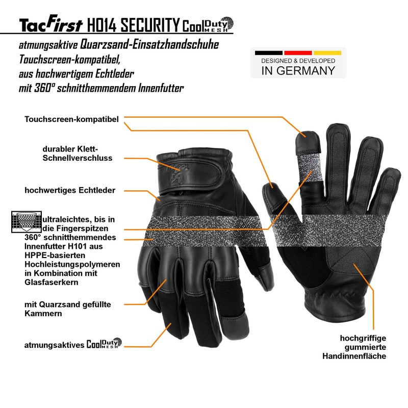 TacFirst Security Quartz Gloves H014 360° Cut Resistant Touchscreen Summer