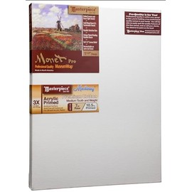 MASTERPIECE Z1MM-1724 Monet Pro 1.5" Deep Monterey 10.5 oz Cotton Medium Texture Stretched Canvas 17" x 24" White