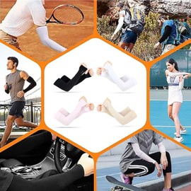 HXLJHALG 4Pairs of Ice Sleeves for Women, Sun Protection Sleeves, UV Protection, Arm Sun Protection Sleeves, Ice Silk Sleeves, Ice Sleeve Arm Guards for Women Driving (Blue, Purple, Gray, Pink)