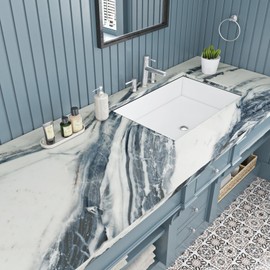 Livelynine 15.8x394 Blue White Marble Countertop Contact Paper Waterproof Wallpaper Kitchen Counter Top Peel and Stick Table Cover Renter Friendly Vinyl Wrap for Countertops Dresser Laminate Sheets