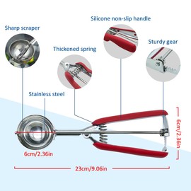 SPEENSUN Ice Cream Scoop with Rubber Easy Trigger-Large Size(6cm),Melon Baller Scoop,304 Stainless Steel Cookie Scoop,Durable and Effortless for Ice Cream,Melon Baller,Mash Potato and Baking