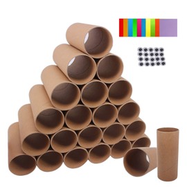 SUITUS 40 Pack Cardboard Tubes Bulk Craft Rolls Tubes, 1.6X3.9 Inch Thick Paper Roll Tubes for DIY Art Craft, Animals, Come with 100 Sheets Colorful Paper and 80 Pack Wiggle Eyes (Brown)
