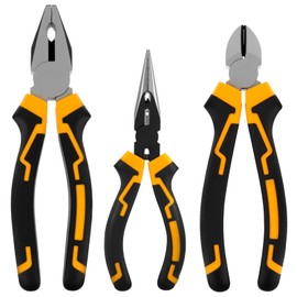 3Pcs High Leverage Multi Pliers Tool Set High Carbon Steel Manual Pliers Set Diagonal Cutter Wire Cutter Tool for(yellow)