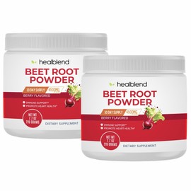 healblend Organic Beet Root Powder - Nitric Oxide Beets, Healthy Blood Pressure Support, Blood Circulation Superfood Blueberry Flavored - 30 Servings (2)