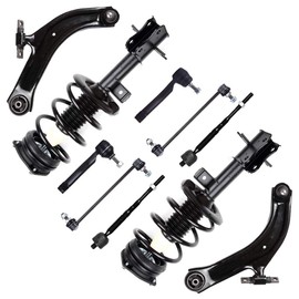 OCPTY Front complete strut, Stabilizer Bar Link, Control Arm and Ball Joint Assembly, Tie Rod End Suspension Parts Fits 2007-2012 Sentra Pack of 10