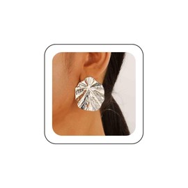 TseenYi Boho Lotus Leaf Dangle Earrings Exaggerated Large Leaf Earrings Gold Leaf Earrings Lotus Leaves Earrings Metal Large Leaves Earrings Leaf Flower Dangle Earrings, Zinc