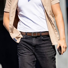 CHAOREN Leather Ratchet Belt Men - Mens Belts Casual Accessories for Every Occasion (35mm), Brown