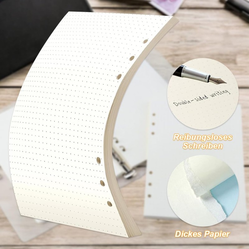 A5 Refill Paper, 3 Pack A5 Paper Dotted 6 Holes