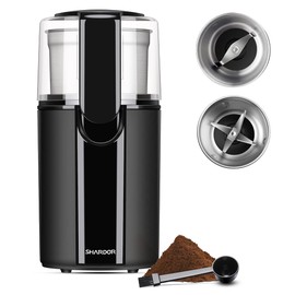 SHARDOR Coffee Grinder Electric, Spice, Herb, Grinder for Coffee Bean Spices and Seeds with 2 Removable Stainless Steel Bowls, Black