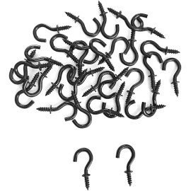 IDEALSV Small Black Ceiling Hooks 1/2'' Screw-in Light Hooks DIY Jewelry Hooks (60Pack)