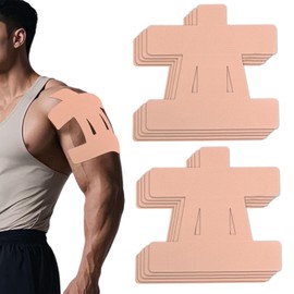 Tinoaly 10stk Kinesiologie Tape für Schulter, Wasserdicht Vorgeschnittene Muskeltape-Streifen Atmungsaktiv Elastisches Sport-Aufkleber zur Schulterunterstützung für Sport & Physiotherapie (Beige)