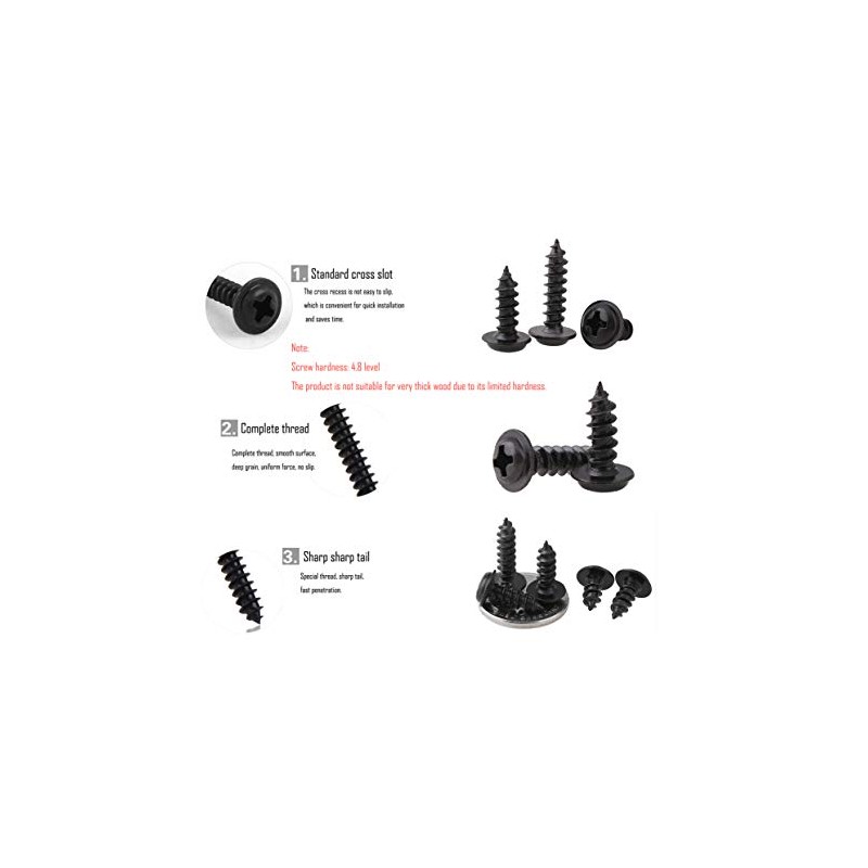 LBY 1000pcs M2.3 M2.6 Truss Head Self-Tapping Screws, Wafer and