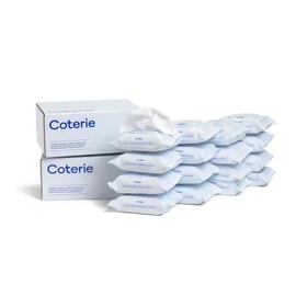 Coterie Baby Travel Size Wipes for Sensitive Skin, Plant-Based and Plastic-Free Fibers, 99% Water, Hypoallergenic, pH Balanced, Unscented, Clean and Gentle Baby Essentials, 16 Travel Packs, 288 Count