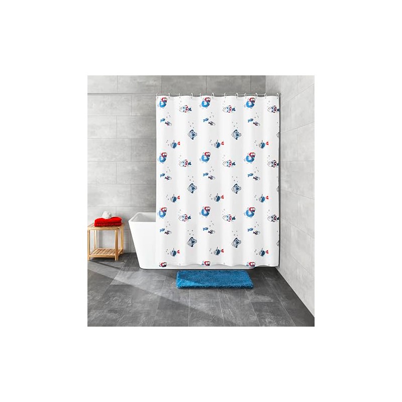 Kleine Wolke showercurtain, 100% PEVA, Blue, 180 cm x 200