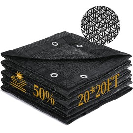 Garden 50% Shade Cloth, 20 x 20 FT Sun Shade Mesh Tarp with Reinforced Grommets, Durable HDPE Material Outdoor Shade Cloth for Plants, Greenhouse, Pergola and Backyard Patio Sunshade