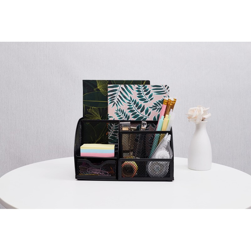 Annova Mesh Desk Organizer Office with 7 Compartments + Drawer/Desk