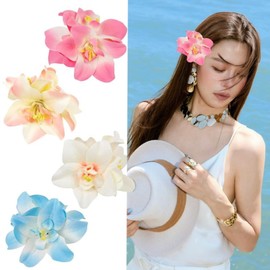 4Pcs Hawaiian Flower Hair Clips,3.5 Inches Artificial Hair Clip Hibiscus Claw Clip Summer Beach Vacation Party Boho Hair Accessories for Women and Girls