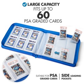 FunGuys Graded Card Binder, 60 PSA Slab Holder, 6 Pocket Graded Card Storage, Slab Binder, PSA Card Graded Display Case Album, Zipper Binder, Card Collection Binder, MTG Card Binder