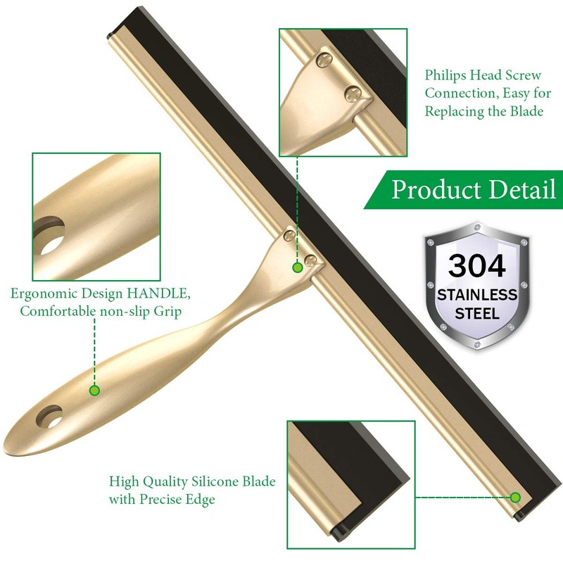 LPOLER Stainless Steel Squeegee for Shower Doors, All-Purpose Shower Squeegee