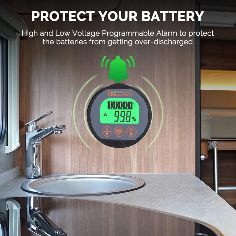 Battery Monitor Waterproof Reverse Connection Protection Battery Voltage Indicator 100V