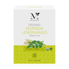 Mementa Inc Organic Moringa Lemongrass Herbal Tea Bags - 20 Individually Wrapped Bags Per Box, Pack of 6 Boxes - Premium Natural Ingredients for a Refreshing and Healthy Beverage