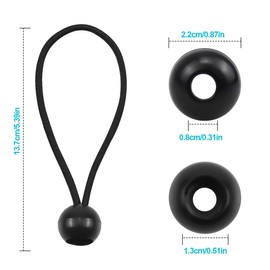 Fodlon Bungee Cords, Tarp Ties 20pcs Elastic String Cord Black Wrapping Rope Flexible Bungee Cords Ball Tarpaulin Cord Adjustable Bungee Straps for Tent, Camping, Household Items, Canopies, Flags