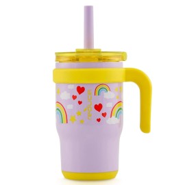 Reduce 14 oz Portable Coldee Tumbler with Handle and Spill-Proof Straw - Leakproof Cup - RAINBOW SKY