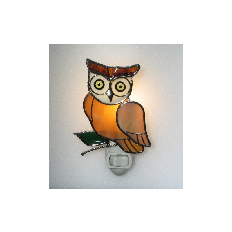 Stained Glass Owl Night Light – Real Glass with Silver