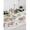 CwlwGO-7 Oz Bone China Blue Tea Cup and Saucer Service