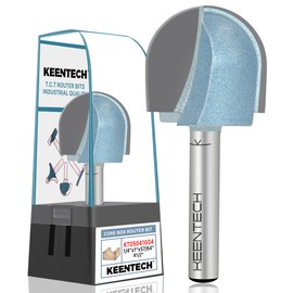 KEENTECH Router Bits, Carbide Tipped Core Box Bit for Edge Forming, Industrial Grade Round Nose Bits for Woodworking (1/4 Inch Shank x 57/64 Inch Depth - R1/2 Inch Radius, KT05041604)