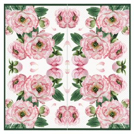 Keep Unique 20-ct 13x13 Flowers Paper Rose Luncheon Decoupage Napkins, 3-Ply Servilletas Printed Cocktail Napkin for Art, Dinner and Party, Disposable Napkins Decor (Peonies Pink, Pack of 3)
