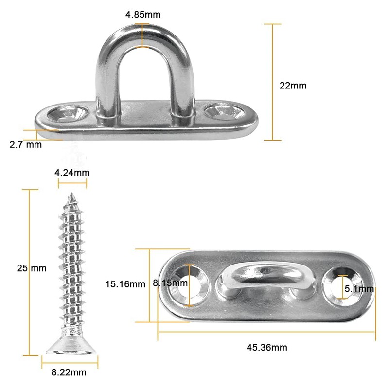 Ganchos en U para placa de ojo de acero inoxidable