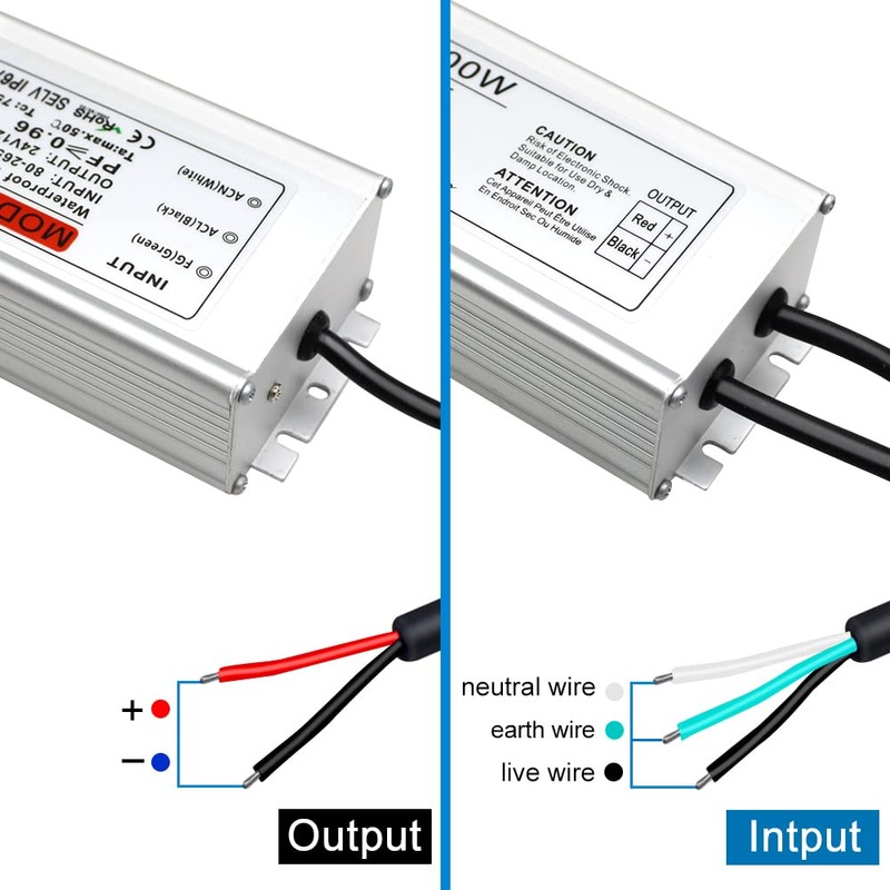 24V 300W IP67 Waterproof Outdoor Power Supply, AC 100-265V to