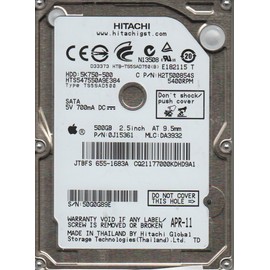 Hitachi Travelstar 5K750 500GB SATA 2.5â€ OEM HDD HTS547550A9E384