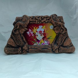 09 Mirror of Bond, We Are Perfect - DARUNITA HomeDeCor - Elephant Picture Frame 4 x 6 | Handmade Recycled Sawdust Frame | Sustainable 3D Elephant Photo Frame Décor for Wall & Tabletop | 6.5 x 11 inches | Made in Thailand