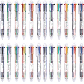 KAHEIGN 30Pcs Shuttle Pen, 6-in-1 Multicolor Ballpoint Pen 0.5mm Transparent Barrel Ballpoint Pen 14CM Retractable Pens for Office School Supplies Students Children Gift
