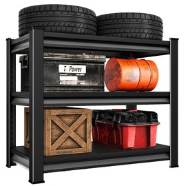 Huhaneon 48''W Garage Shelving Heavy Duty, 1560LBS Loads Adjustable Storage Shelves,48" W x 15.7" D x 39" H Metal Shelving Unit for Pantry, Warehouse, Basement, Black