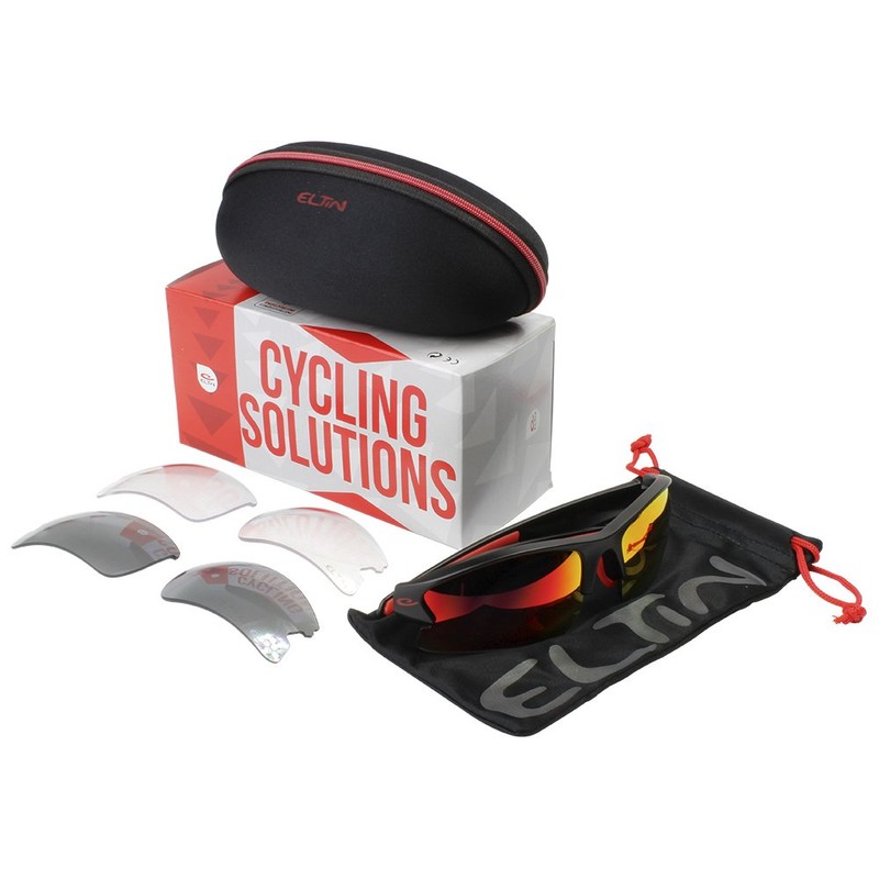 Eltin Motive Brille Sport, Unisex Erwachsene Einheitsgröße schwarz/rot
