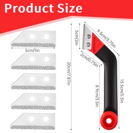 Tile Grout Saw Grout Removal Tool, Angled Grout Saw with 5 Pieces Extra Blades Replacement Tile Grout Remover Tiling Tools, Tile Grouting Cleaning Saw for Tile Cleaning, Removing Paint and More