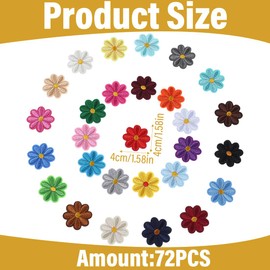 SIRLOMU Pack of 27 patches, patches, Velcro, patches, embroidered patches, iron-on patches for hat, jeans, jackets, backpacks, DIY accessories (daisy flower)