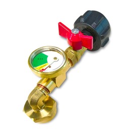 Intendvision Propane Refill Adapter for 1lb. Tanks, 90 Degree Propane Adapter 20lb to 1lb Converter with Gauge & Valve, Solid Brass QCC1 Propane Refill Elbow Adapter for Propane Heater Grill Stove