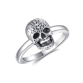 VENACOLY Skull Ring Sterling Silver Gothic Ring Skull Mother's Day Jewellery for Women Mum