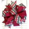 Handmade 10 " DARK RED, GREEN PLAID WIRED BOW for